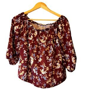 ELLISON FLORAL PEASANT BOHO STYLE TOP SIZE L
